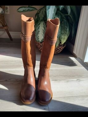 Clarks Chestnut Brown Leather and Suede Knee Boots